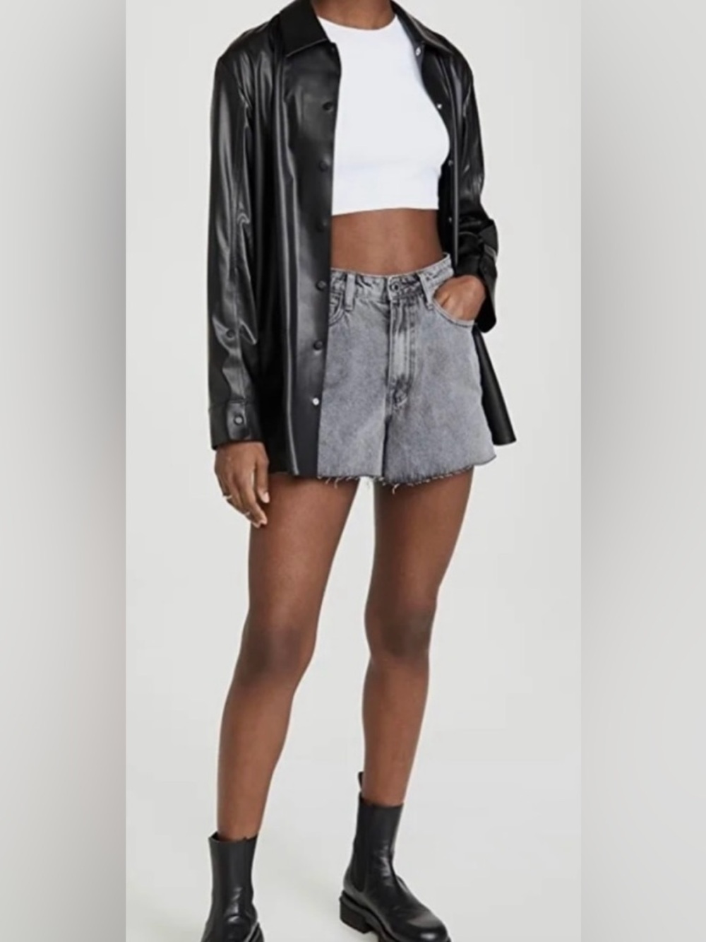 We Wore What x Revolve Boyfriend Shorts Washed Grey